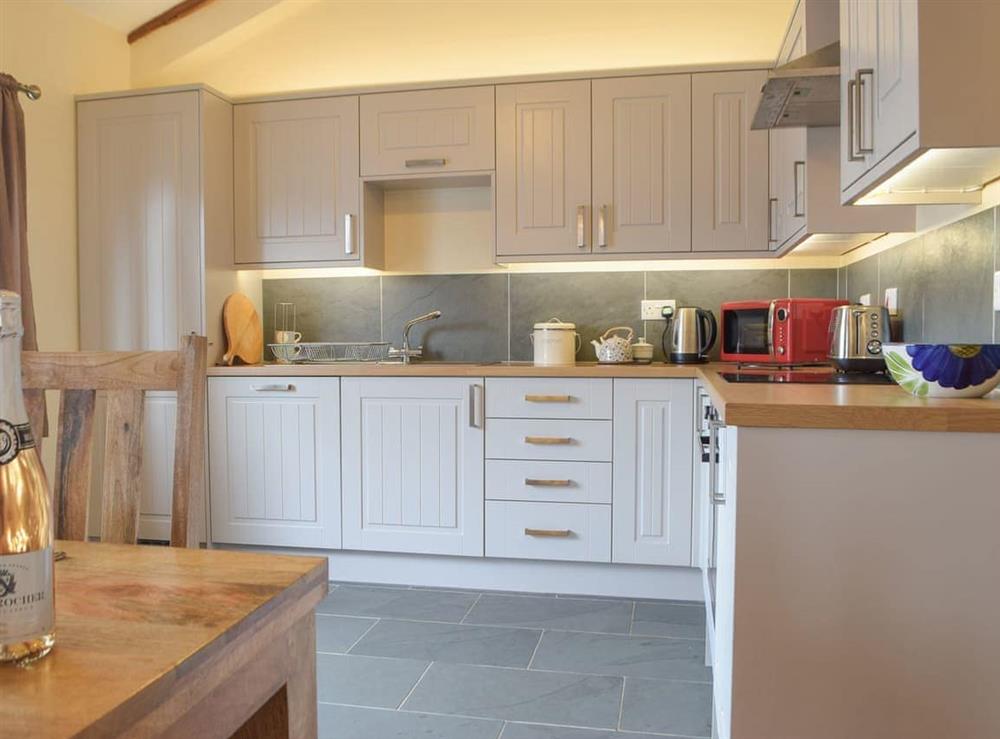 Kitchen area at Caws Cottage in Lancych, near Cenarth, Dyfed