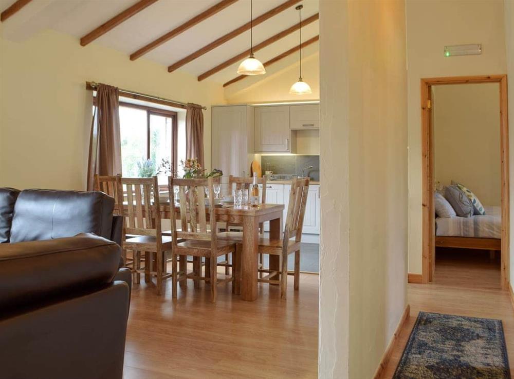 Open plan living space at Caws Cottage in Lancych, near Cenarth, Dyfed