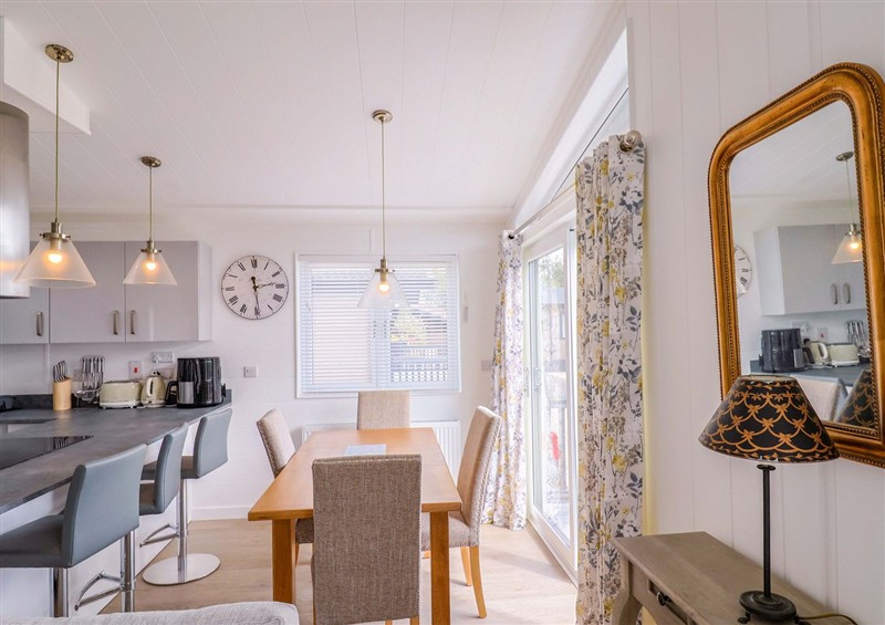 The dining room at Cedar 1, Pinewood Retreat in Rousdon near Lyme Regis