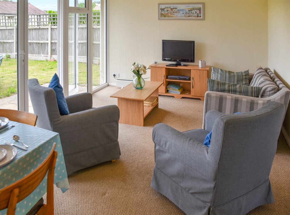 Open plan living space at Cedar Bungalow in Bacton, Norfolk