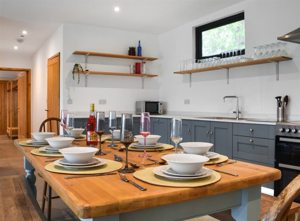 Kitchen/diner at Cedar Lodge in Walton Presteigne, Powys