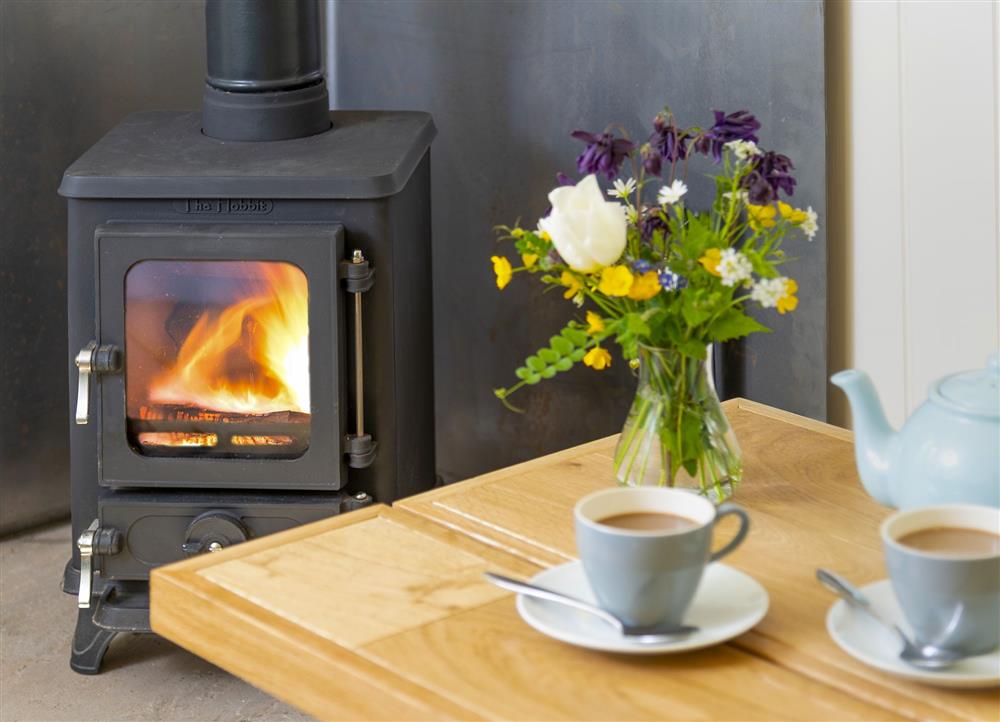 Relax by the warmth of the wood burning stove on cooler evenings