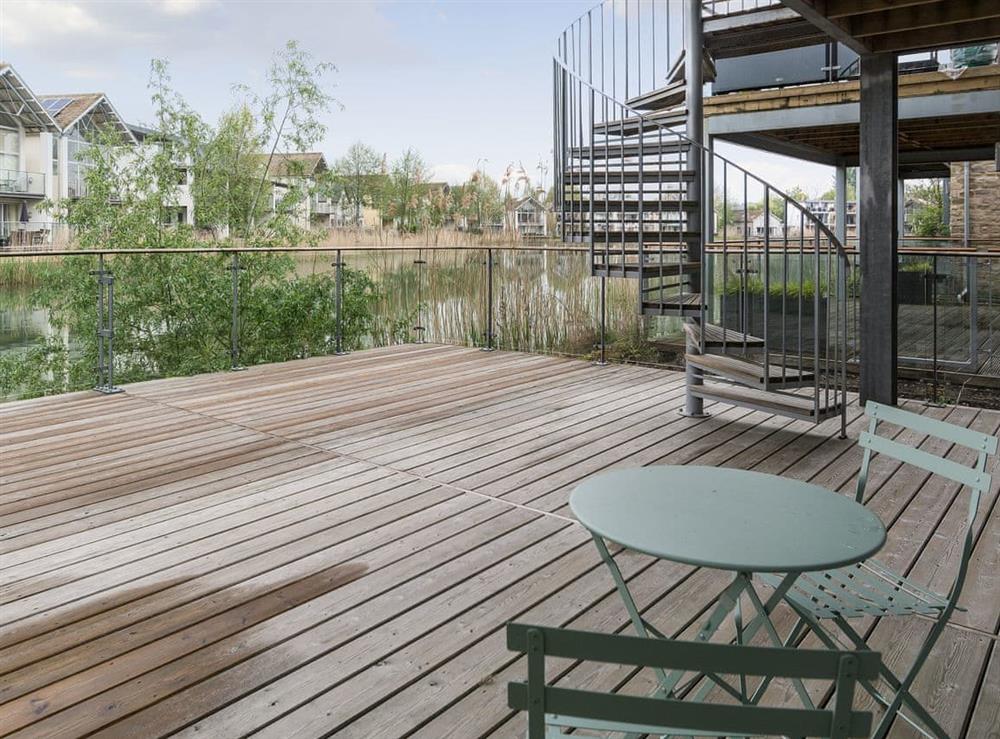 Outdoor decking area at Celandine in Somerford Keynes, near Cirencester, Gloucestershire