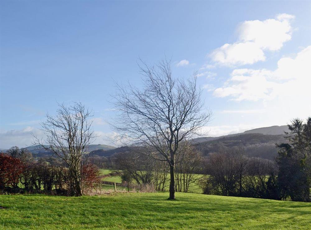 Lovely views across open farmland at Dolgoed House, 