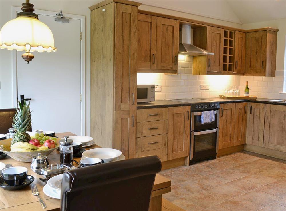 Well presented kitchen/diner with breakfast table at Dolgoed House, 