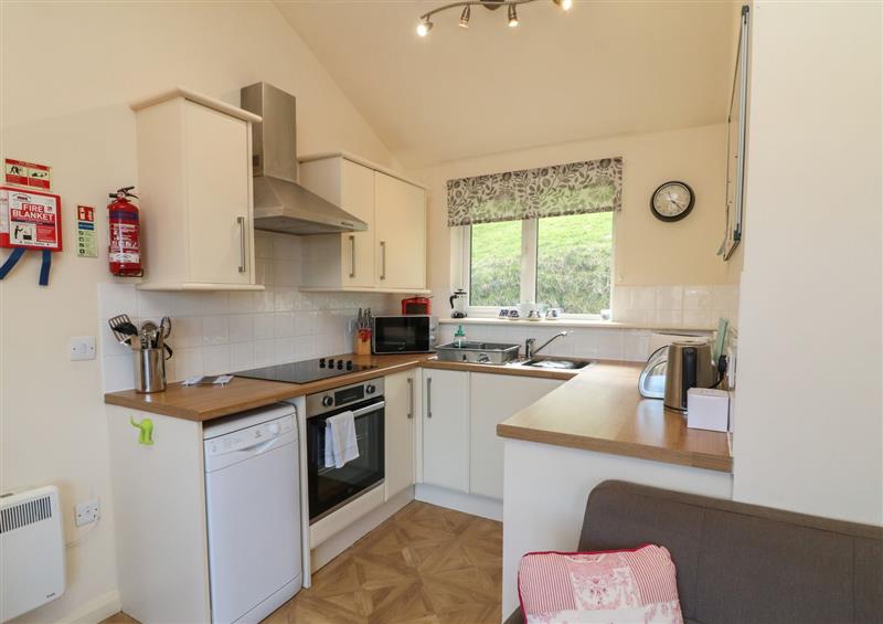 This is the kitchen at Chalet Log Cabin L14, Combe Martin