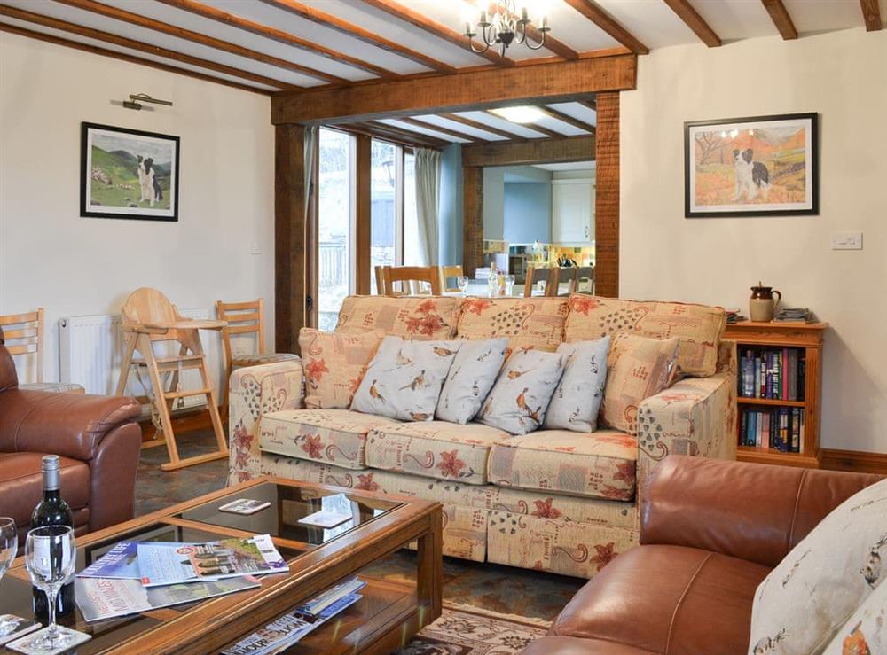 Comfortable living area leading to the dining area at Chalgrove in Soar, near Brecon, Powys, Wales