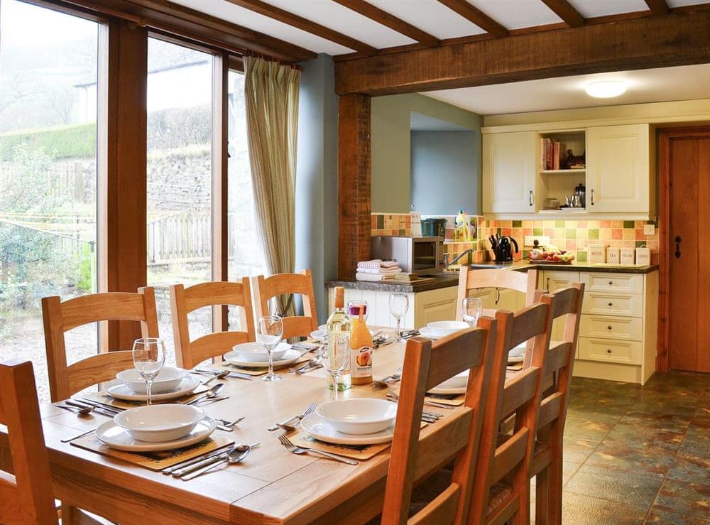 Dining area with full height windows at Chalgrove in Soar, near Brecon, Powys, Wales