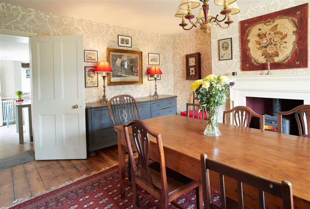 Dining room leading to farmhouse kitchen at Chanting Hill Farmhouse, Castle Howard Estate, Welburn