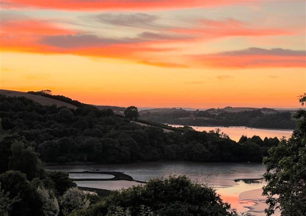 Sunset views from the terrace at Chantry Cottage in Dittisham