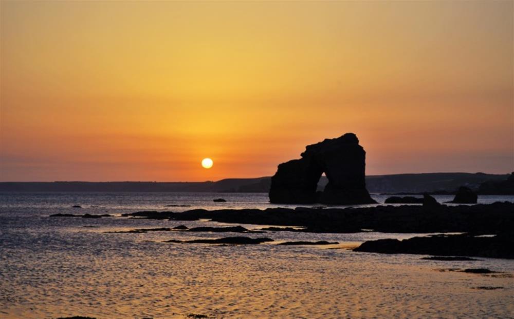 Thurlestone Rock at sunset at Chantry Cottage in Dittisham