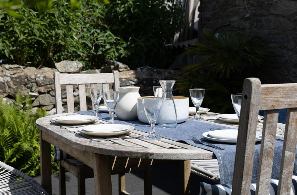 An outdoor dining table