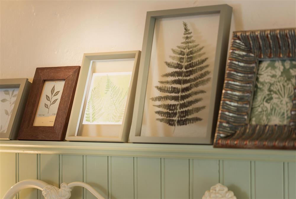 The botanical theme runs throughout the bedroom at Chapel Cottage,  Uffculme