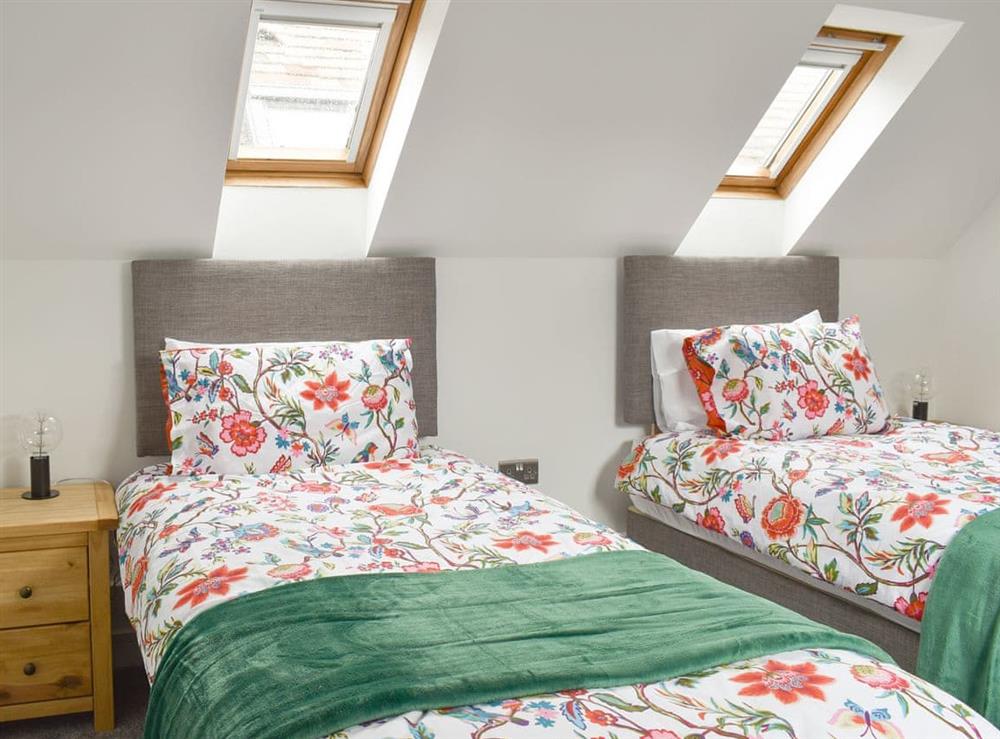 Twin bedroom at Chapel Farm Barn in Brabourne, near Ashford, Kent