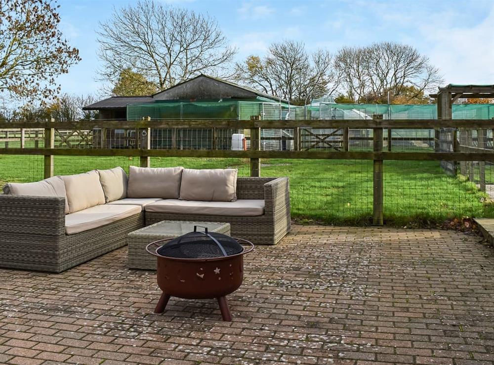 Sitting-out-area at Chapel Farm in Stelling Minnis, near Canterbury, Kent