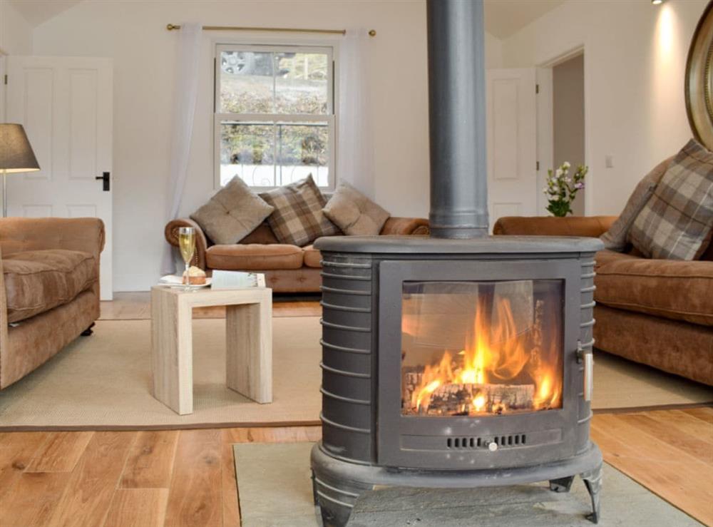 Cosy double sided wood burner at Chapelburn in Fearnan, near Aberfeldy, Perthshire