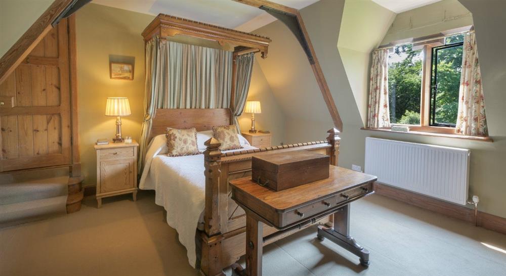 One of the double bedrooms at Chaplain's House in Wraxall, Somerset