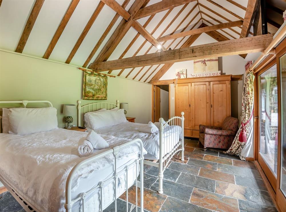 Twin bedroom at Chaxhill Barn in Westbury-on-Severn, Gloucestershire