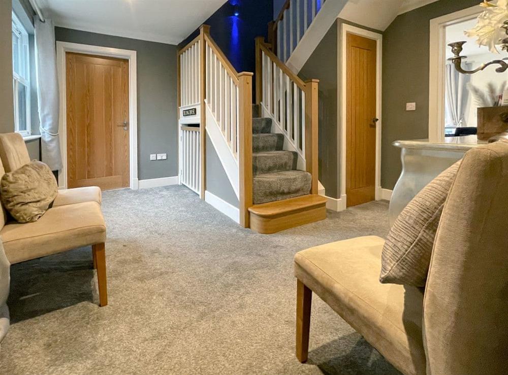 Entrance hall and stairs at Cherry Cottage in Little Salkeld, near Penrith, Cumbria