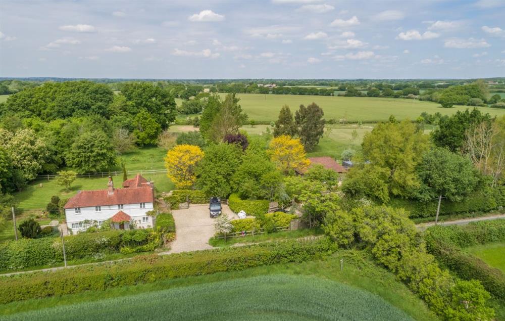 Aerial view of Cherry Cottage and stunning landscape at Cherry Cottage, Ripe