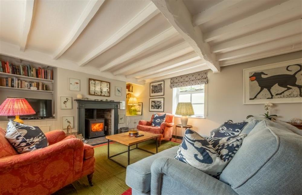 Cherry Hill: A cosy, welcoming sitting room with wood burning stove at Cherry Hill, North Creake near Fakenham