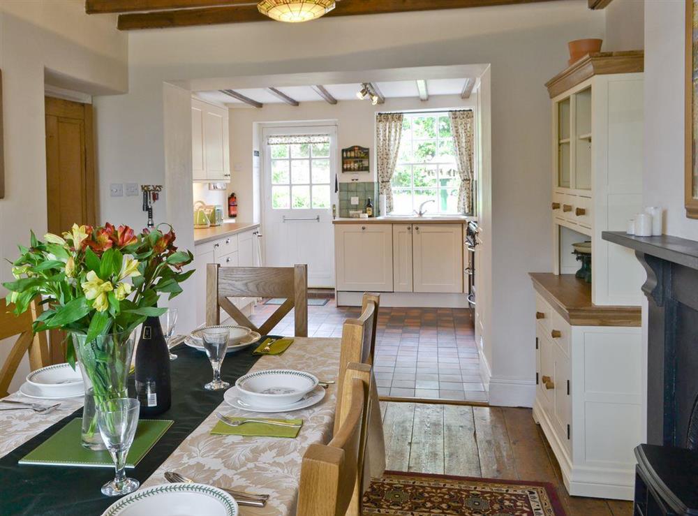 Open aspect to kitchen from dining area at Cherry Tree Cottage in Bellerby, Wensleydale., North Yorkshire