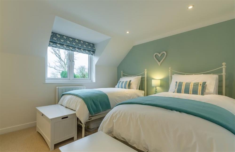 First floor: Twin bedroom at Cherry Tree Cottage, Great Bircham near Kings Lynn
