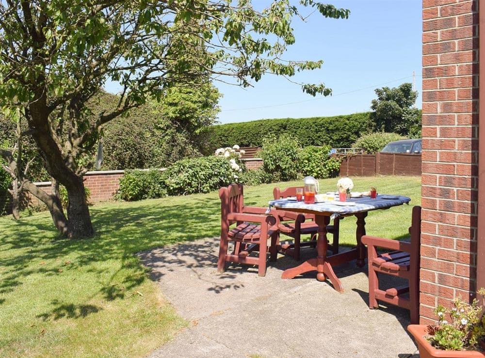 Patio area with outdoor furniture at Cherrytree Cottage in Loftus, Saltburn-by-the-Sea, Cleveland