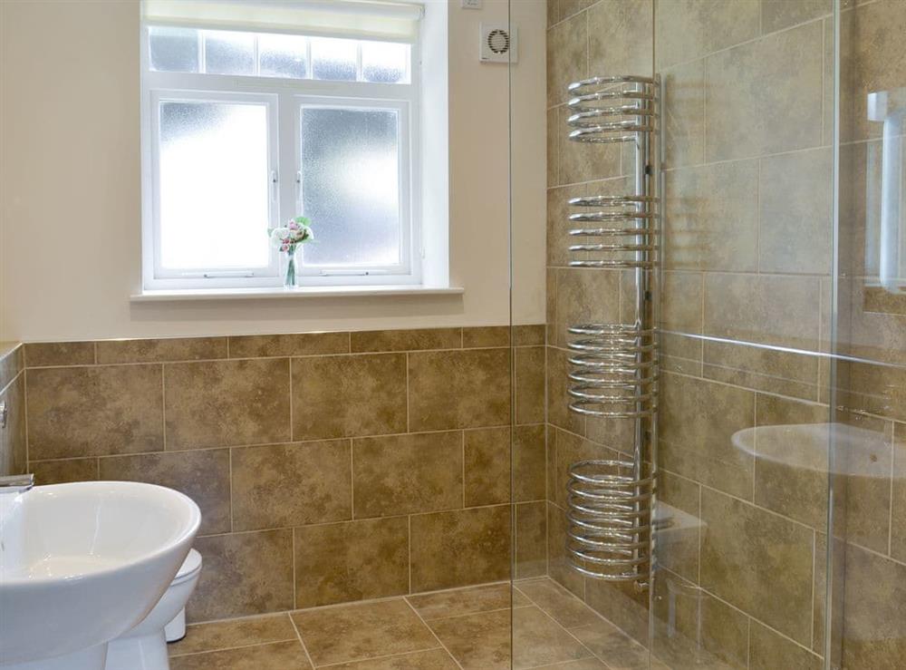 Spacious shower room with heated towel rail at Chestnut Farm Mews, 