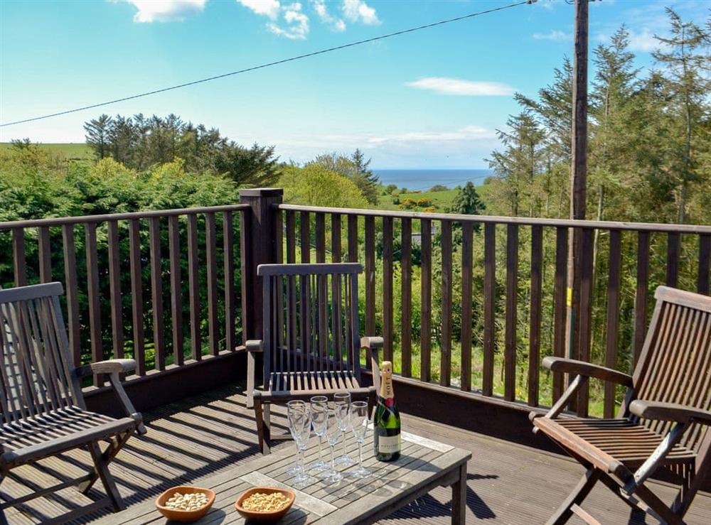 Verandah area with amazing views at Chestnut Lodge in Portpatrick, Wigtownshire