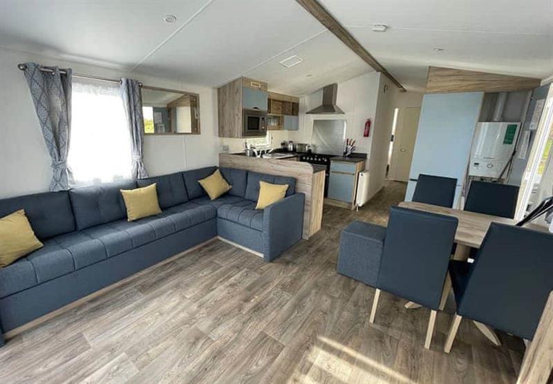 Living area in the Fistral 3 at Chiverton Holiday Park in Blackwater, St Agnes