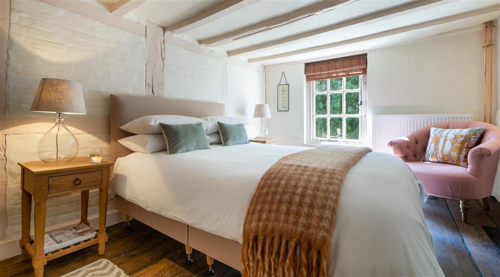 The king-sized bedroom at Chodds Farmhouse in Haywards Heath, West Sussex