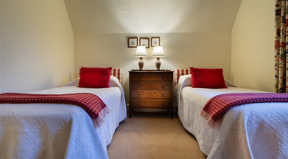 The second bedroom with twin beds on the first floor of Choristers House, Yorkshire at Choristers' House in Nr Ripon, North Yorkshire