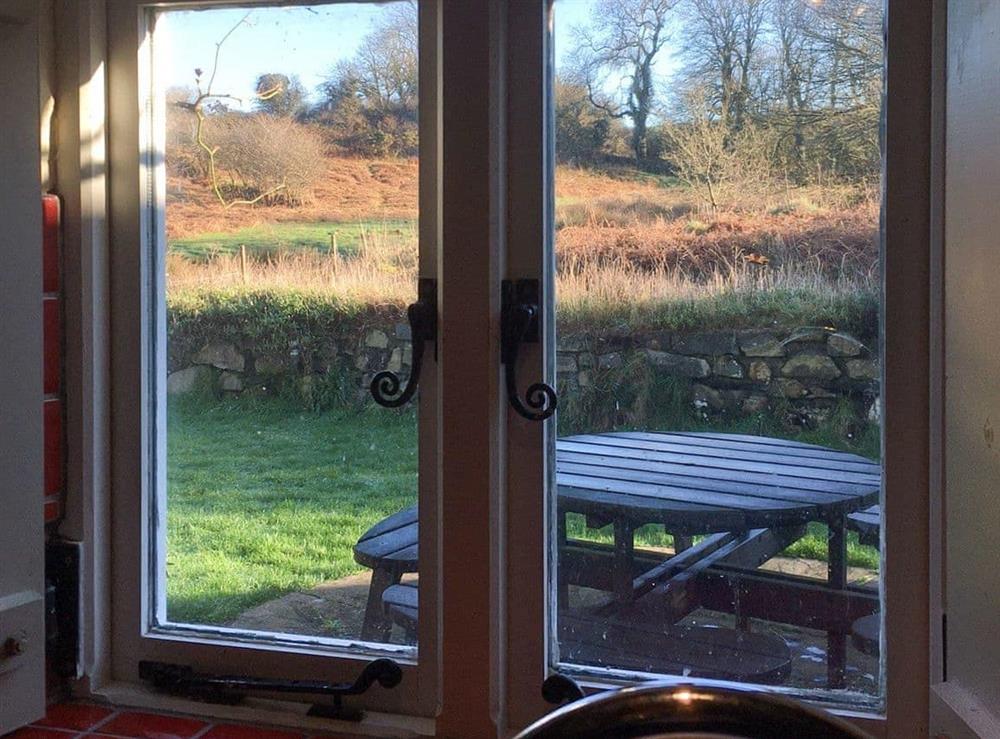 View from kitchen area window at Church Cottage in Scleddau, Dyfed
