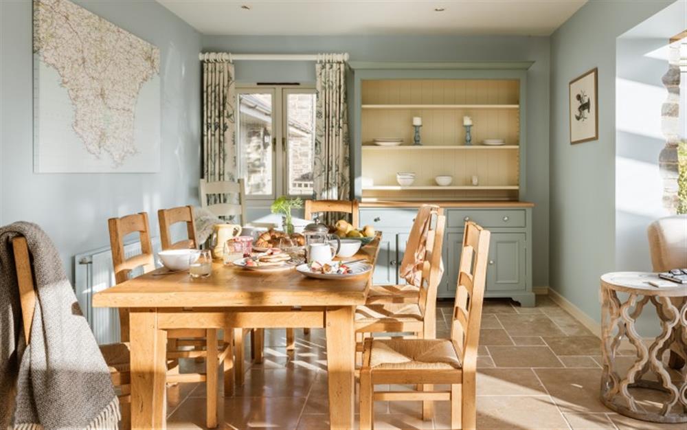 A closer look at the dining area  at Church Farmhouse in Thurlestone