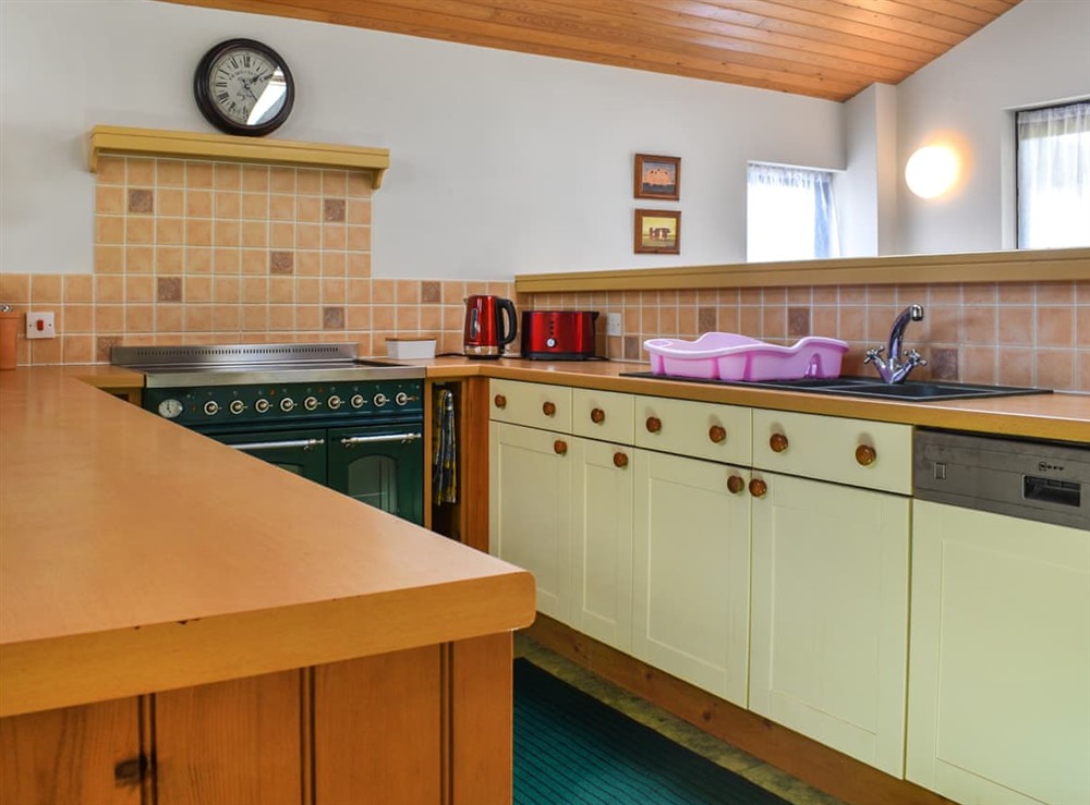 Kitchen at Church View Apartment in Parkham, near Bideford, Devon