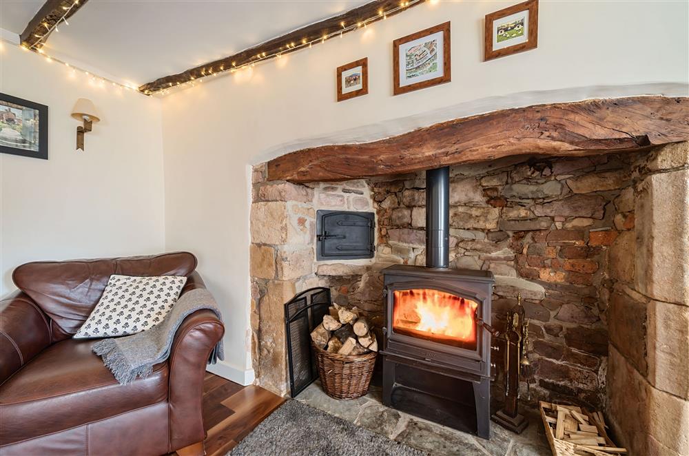 The original feature fireplace with wood burning stove