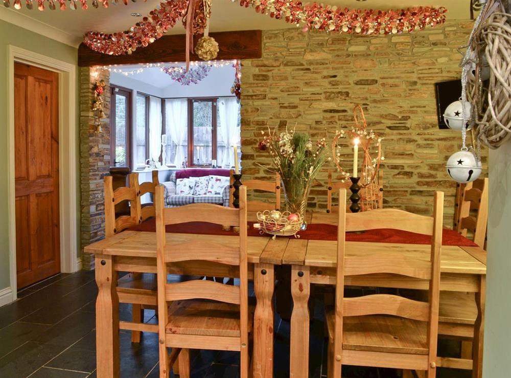 Festively decorated dining room at Church View in Jacobstow, Bude, Cornwall