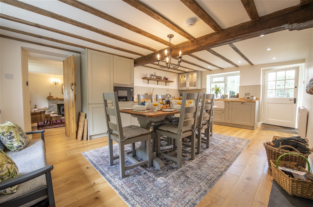 Stunning kitchen leading through to the sitting room at Church View, Nunnington, York, North Yorkshire