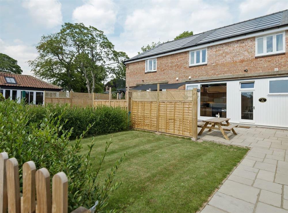 Relaxing garden area at Church View in Wainfleet St. Mary, near Skegness, Lincolnshire