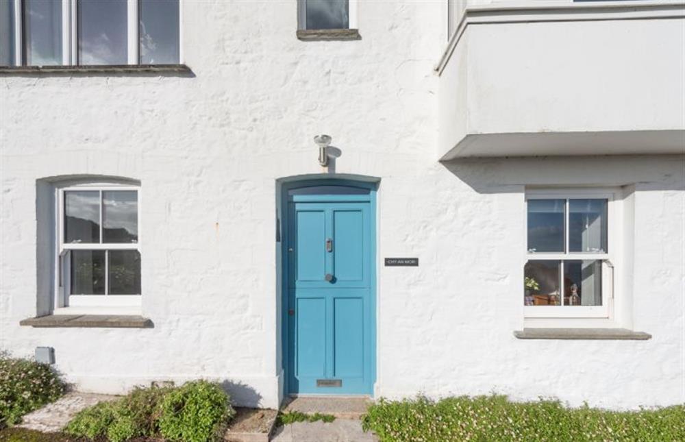 Recognised by its pale blue door at Chy an Mor, Coverack
