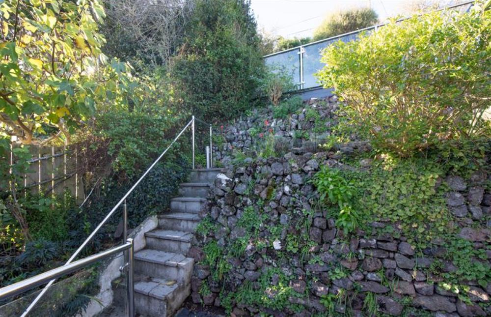 Steps guide you from the parking area down to the property at Chy an Mor, Coverack