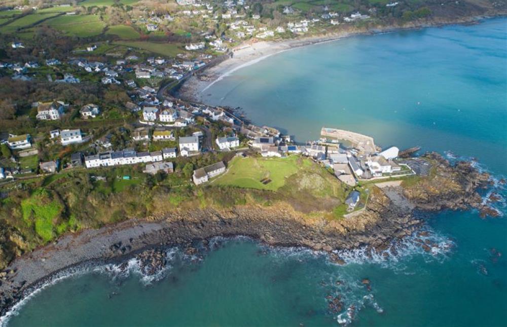 The quaint coastal village and fishing port of Coverack from above at Chy an Mor, Coverack