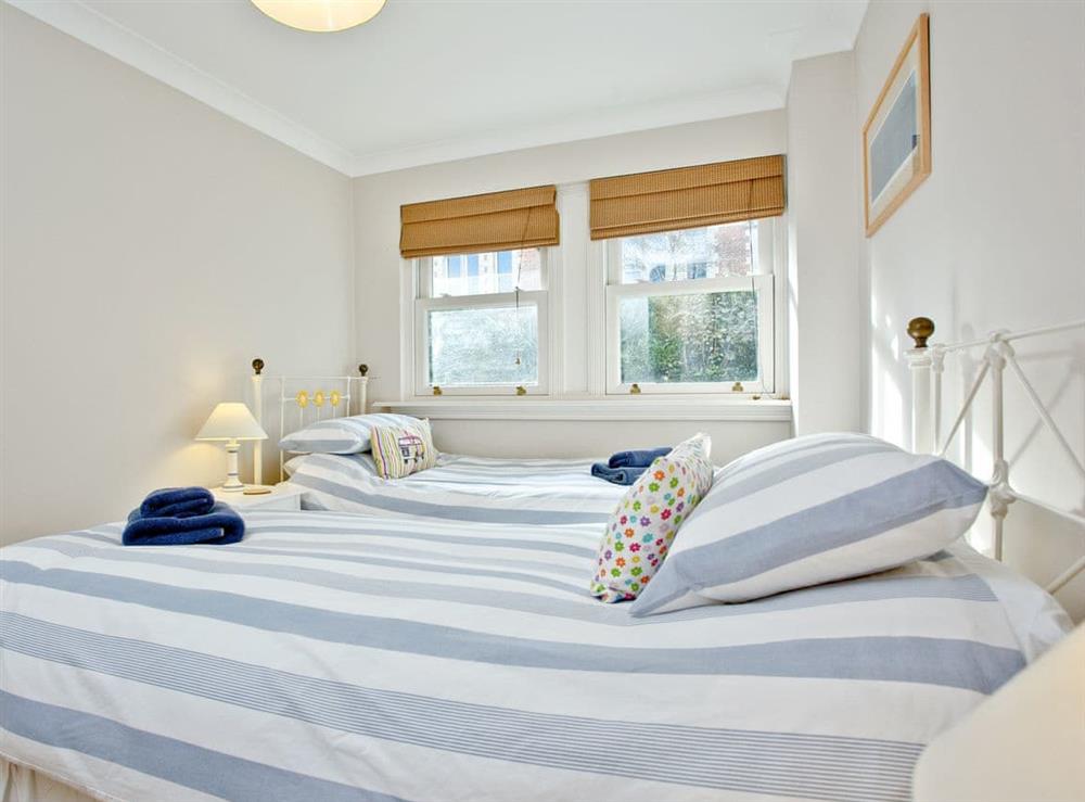 Comfortable twin bedroom at Chyandour in Fowey, Cornwall
