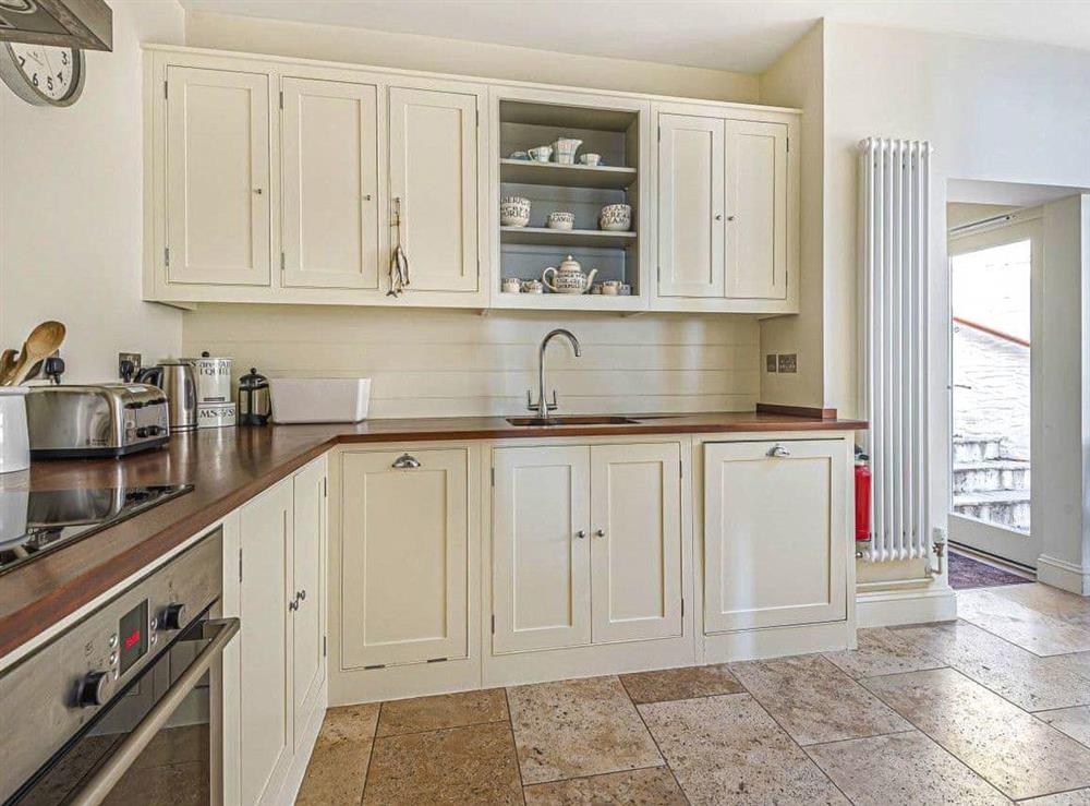 Spacious kitchen at Chymor in St Mawes, Cornwall