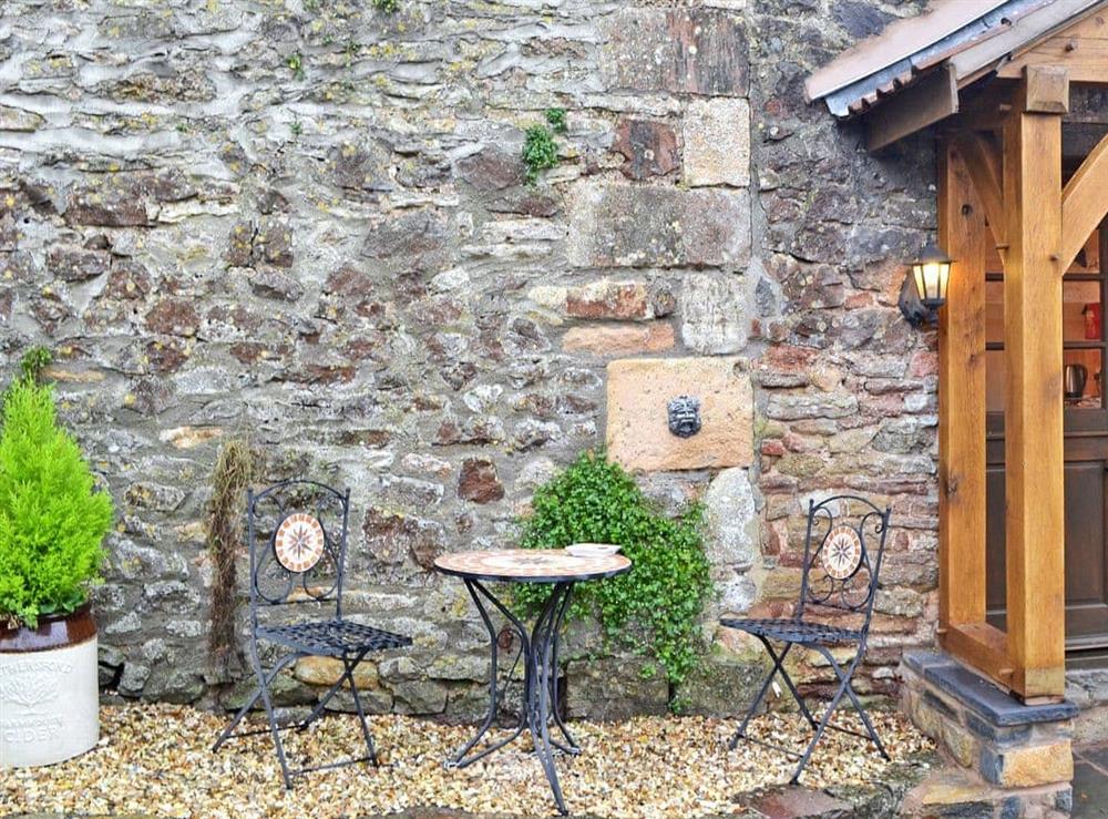 Sitting-out-area at Cider Barn in Hutton, near Weston-Super-Mare, North Somerset
