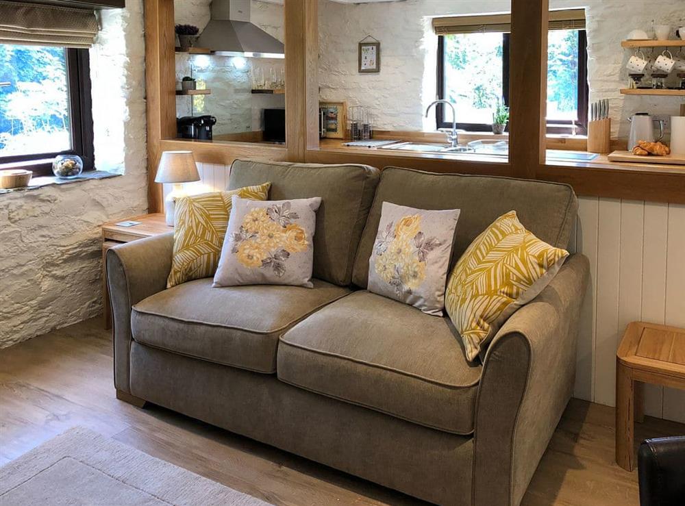 Open plan living space at Cider Press in Fowey, Cornwall