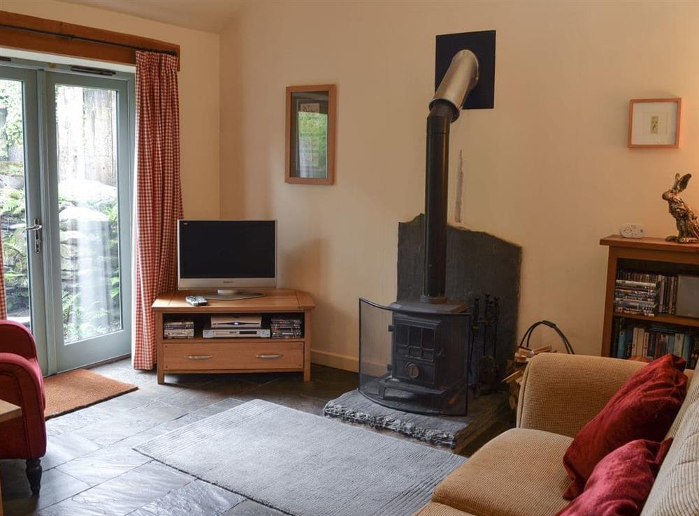 Lounge area with wood burner at Cil Y Felin in Beddgelert, near Caernarfon, Gwynedd