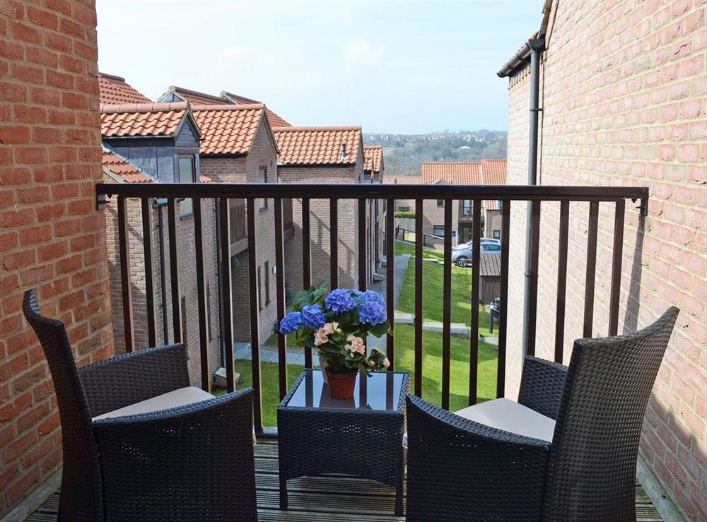 Quaint balcony area at Cinder Warren in Whitby, North Yorkshire