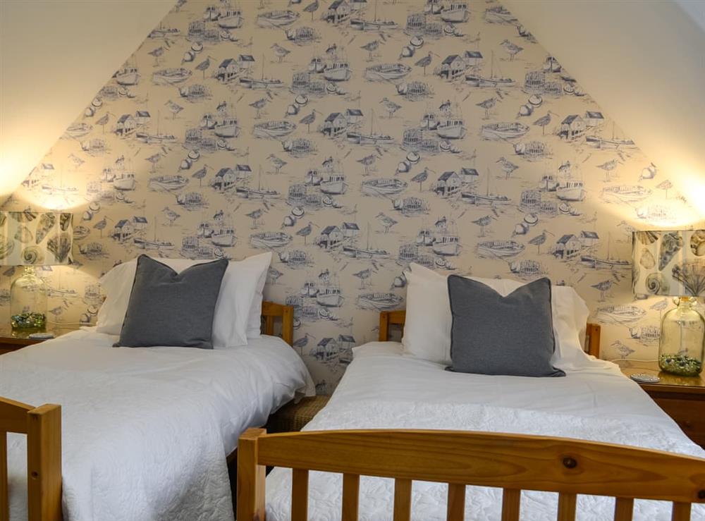 Twin bedroom at Clachries Cottage in Sandyhills, Kirkcudbrightshire